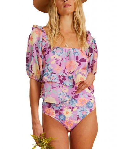 x The Salty Blonde Juniors' Sweetest Ever Printed Peplum Top Lovin Lilac $21.32 Tops