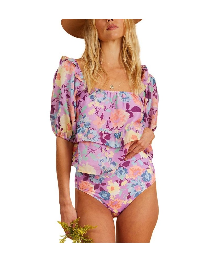 x The Salty Blonde Juniors' Sweetest Ever Printed Peplum Top Lovin Lilac $21.32 Tops