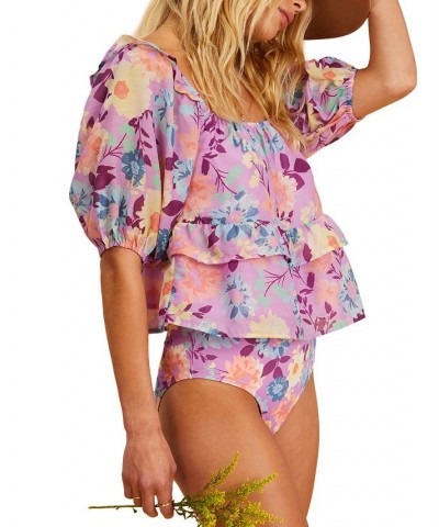 x The Salty Blonde Juniors' Sweetest Ever Printed Peplum Top Lovin Lilac $21.32 Tops