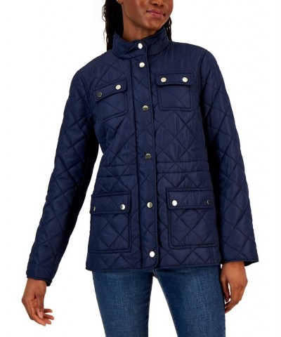 Women's Quilted 4-Pocket Collared Jacket Intrepid Blue $29.49 Jackets