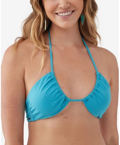 Juniors' Solid Saltwater Embry Halter Bikini Top Blue Moon $29.70 Swimsuits