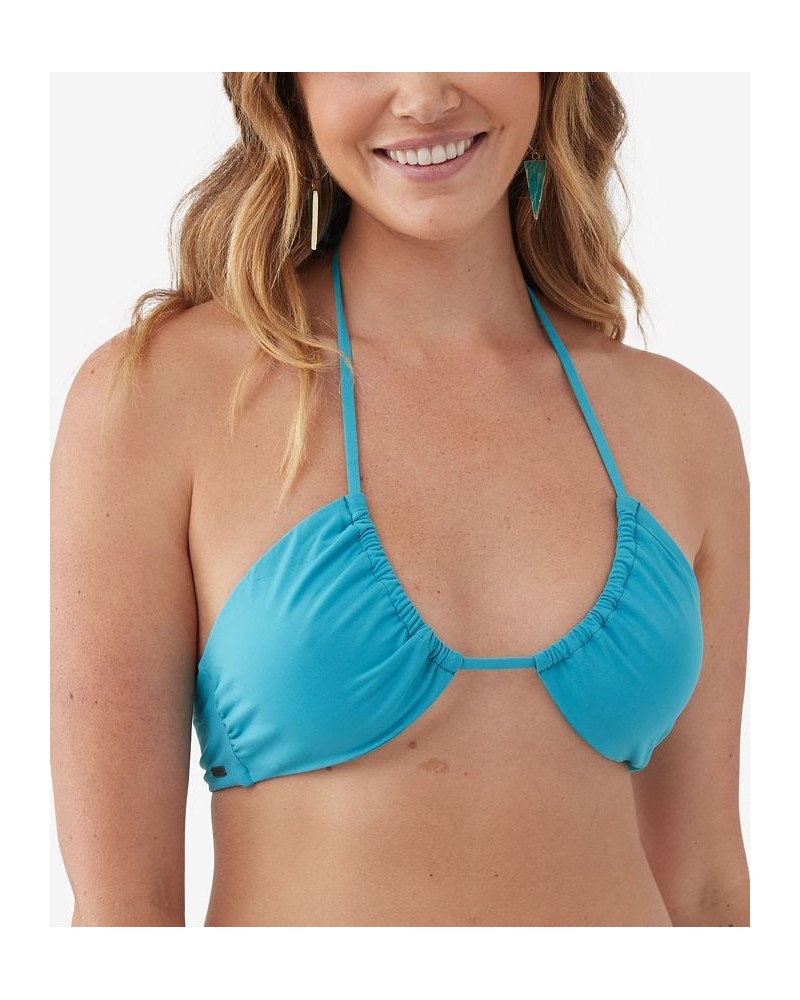 Juniors' Solid Saltwater Embry Halter Bikini Top Blue Moon $29.70 Swimsuits