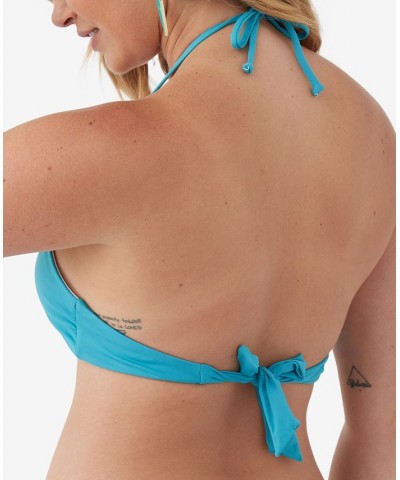 Juniors' Solid Saltwater Embry Halter Bikini Top Blue Moon $29.70 Swimsuits