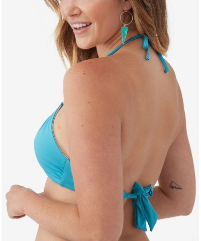 Juniors' Solid Saltwater Embry Halter Bikini Top Blue Moon $29.70 Swimsuits