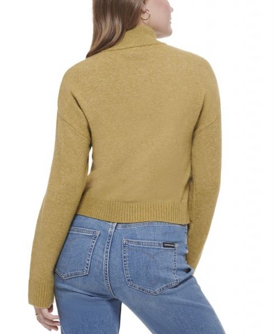 Women's Solid Long Sleeve Mock Neck Sweater Tan/Beige $31.74 Sweaters