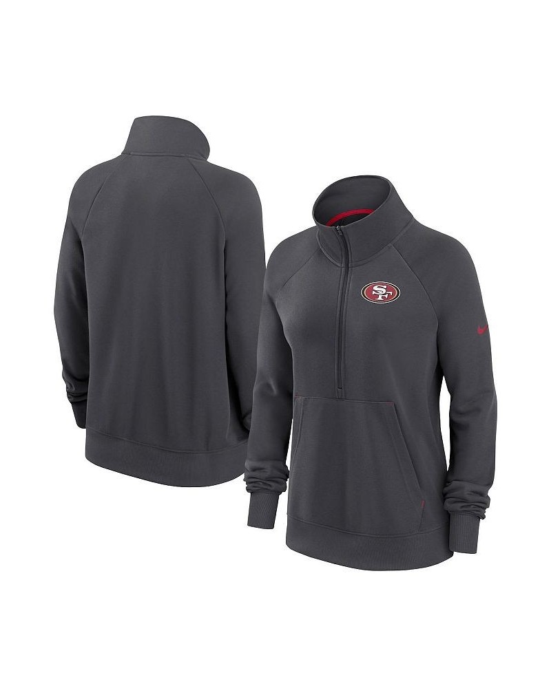 Women's Charcoal San Francisco 49ers Premium Raglan Performance Half-Zip Sweatshirt Charcoal $37.80 Sweatshirts