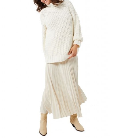 Imma Pleated Fold-Over Maternity Skirt Cream White $56.96 Skirts