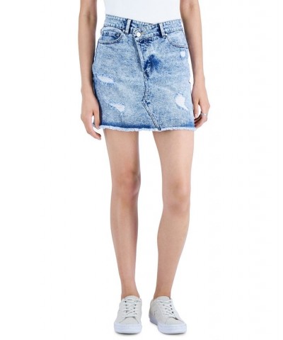 Juniors' Crossover-Waist Denim Skirt Liv Wash $13.00 Skirts