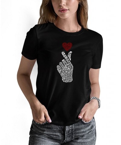 Women's K-Pop Word Art T-shirt Black $18.54 Tops