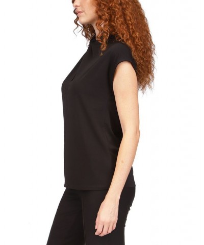 Petite Twisted-Neck Sleeveless Top Black $19.86 Tops