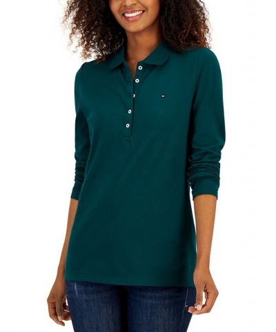 Women's Logo Long-Sleeve Polo Shirt Forest $20.85 Tops