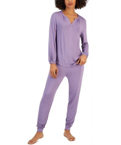 Women's Modern Essentials Long Sleeve Pajama Set Dusty Lilac $16.90 Sleepwear