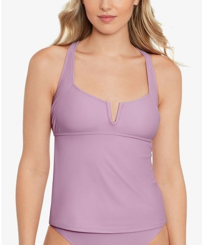 Juniors' V-Wire Tankini Top Dusty Violet $22.94 Swimsuits