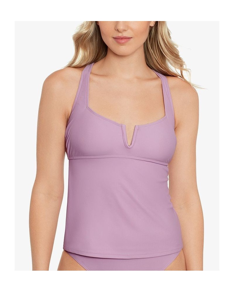 Juniors' V-Wire Tankini Top Dusty Violet $22.94 Swimsuits