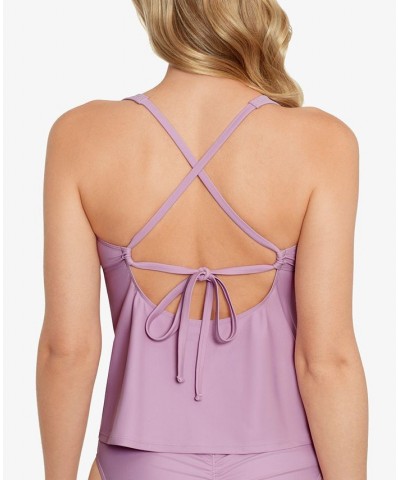 Juniors' V-Wire Tankini Top Dusty Violet $22.94 Swimsuits