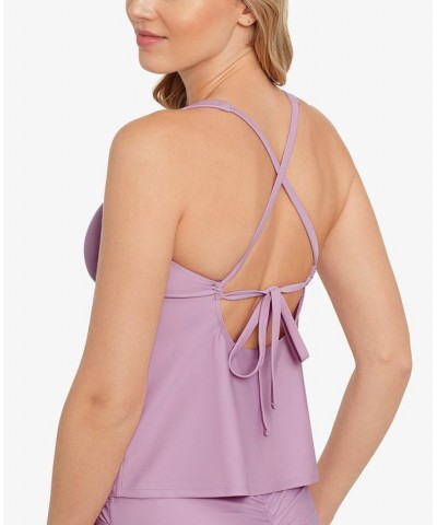 Juniors' V-Wire Tankini Top Dusty Violet $22.94 Swimsuits