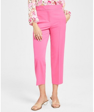 Women's Bi-Stretch Straight-Leg Ankle Pants Pink $48.95 Pants