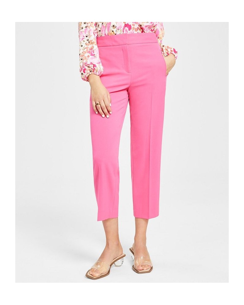 Women's Bi-Stretch Straight-Leg Ankle Pants Pink $48.95 Pants