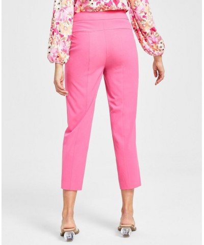 Women's Bi-Stretch Straight-Leg Ankle Pants Pink $48.95 Pants