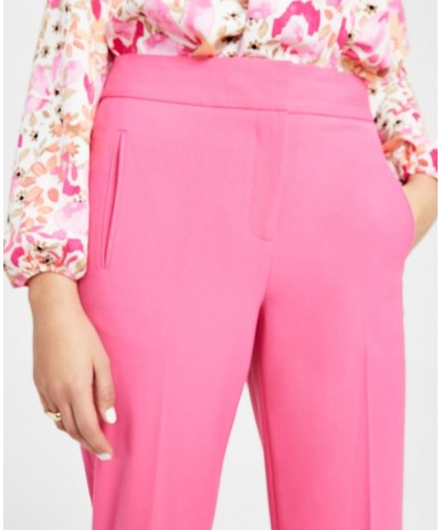 Women's Bi-Stretch Straight-Leg Ankle Pants Pink $48.95 Pants