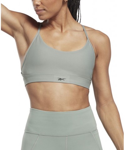 Women's Lux Strappy Medium-Impact Sports Bra Green $24.50 Bras