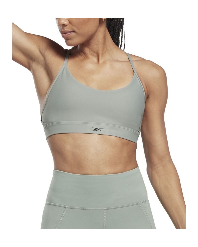 Women's Lux Strappy Medium-Impact Sports Bra Green $24.50 Bras