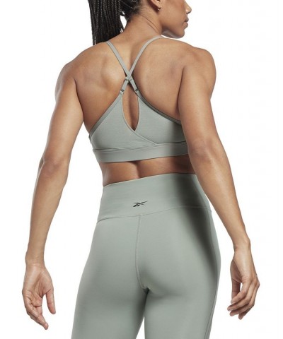 Women's Lux Strappy Medium-Impact Sports Bra Green $24.50 Bras