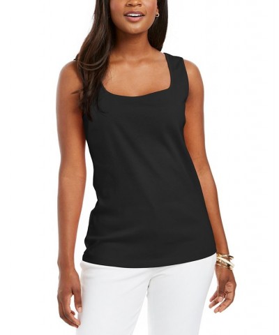 Square-Neck Cotton Tank Top Deep Black $11.39 Tops