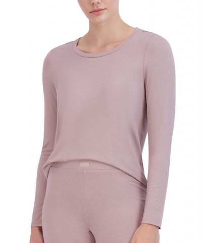 Women's Ribbed Long-Sleeve Sleep Tee Multi $16.32 Sleepwear