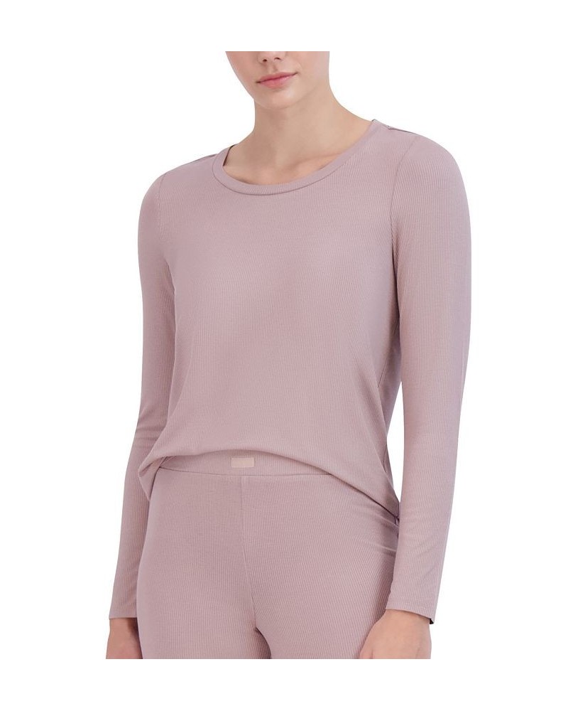 Women's Ribbed Long-Sleeve Sleep Tee Multi $16.32 Sleepwear