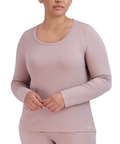 Women's Ribbed Long-Sleeve Sleep Tee Multi $16.32 Sleepwear