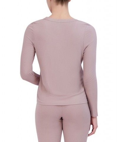 Women's Ribbed Long-Sleeve Sleep Tee Multi $16.32 Sleepwear