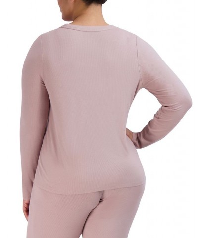 Women's Ribbed Long-Sleeve Sleep Tee Multi $16.32 Sleepwear