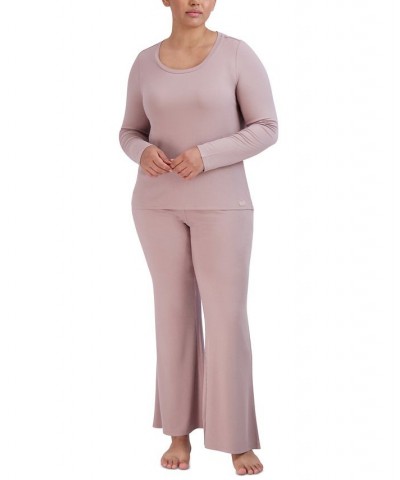 Women's Ribbed Long-Sleeve Sleep Tee Multi $16.32 Sleepwear