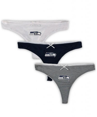 Women's Seattle Seahawks 3-Pack Lodge Thong Set Navy, Heathered Charcoal, White $22.05 Panty