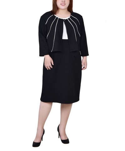 Plus Size 3/4 Sleeve Jacket and Dress Black $15.64 Dresses