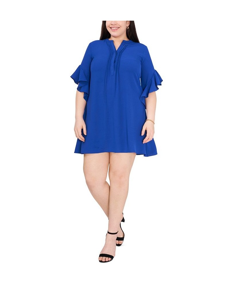 Plus Size 3/4-Sleeve Ruffle-Cuff Dress Deep Azure $26.78 Dresses