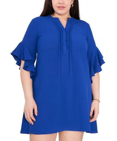 Plus Size 3/4-Sleeve Ruffle-Cuff Dress Deep Azure $26.78 Dresses