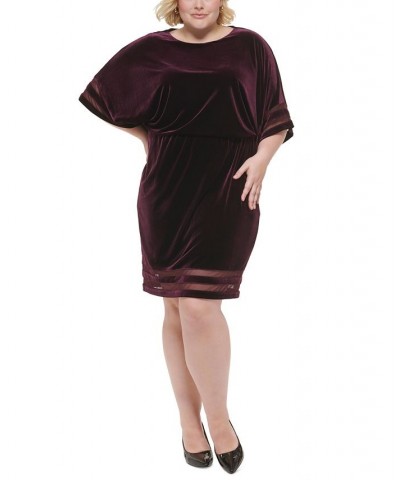 Plus Size Velvet Blouson Dress Eggplant $28.77 Dresses