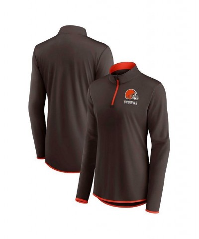 Women's Branded Brown Cleveland Browns Worth the Drive Quarter-Zip Top Brown $37.09 Tops