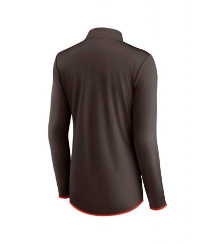 Women's Branded Brown Cleveland Browns Worth the Drive Quarter-Zip Top Brown $37.09 Tops