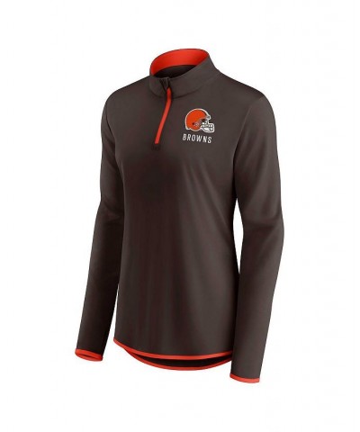 Women's Branded Brown Cleveland Browns Worth the Drive Quarter-Zip Top Brown $37.09 Tops