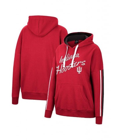 Women's Crimson Indiana Hoosiers Serena Oversized Sleeve Striping Pullover Hoodie Crimson $29.14 Sweatshirts