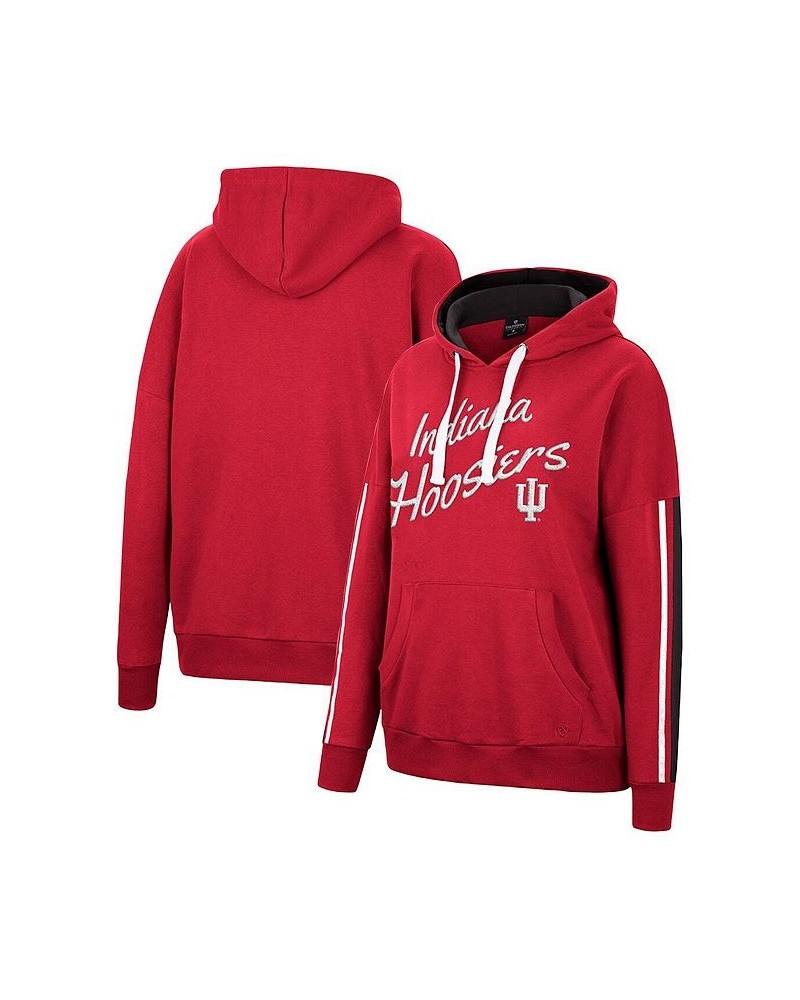 Women's Crimson Indiana Hoosiers Serena Oversized Sleeve Striping Pullover Hoodie Crimson $29.14 Sweatshirts