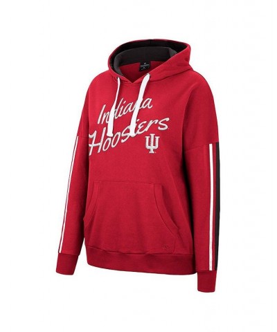 Women's Crimson Indiana Hoosiers Serena Oversized Sleeve Striping Pullover Hoodie Crimson $29.14 Sweatshirts