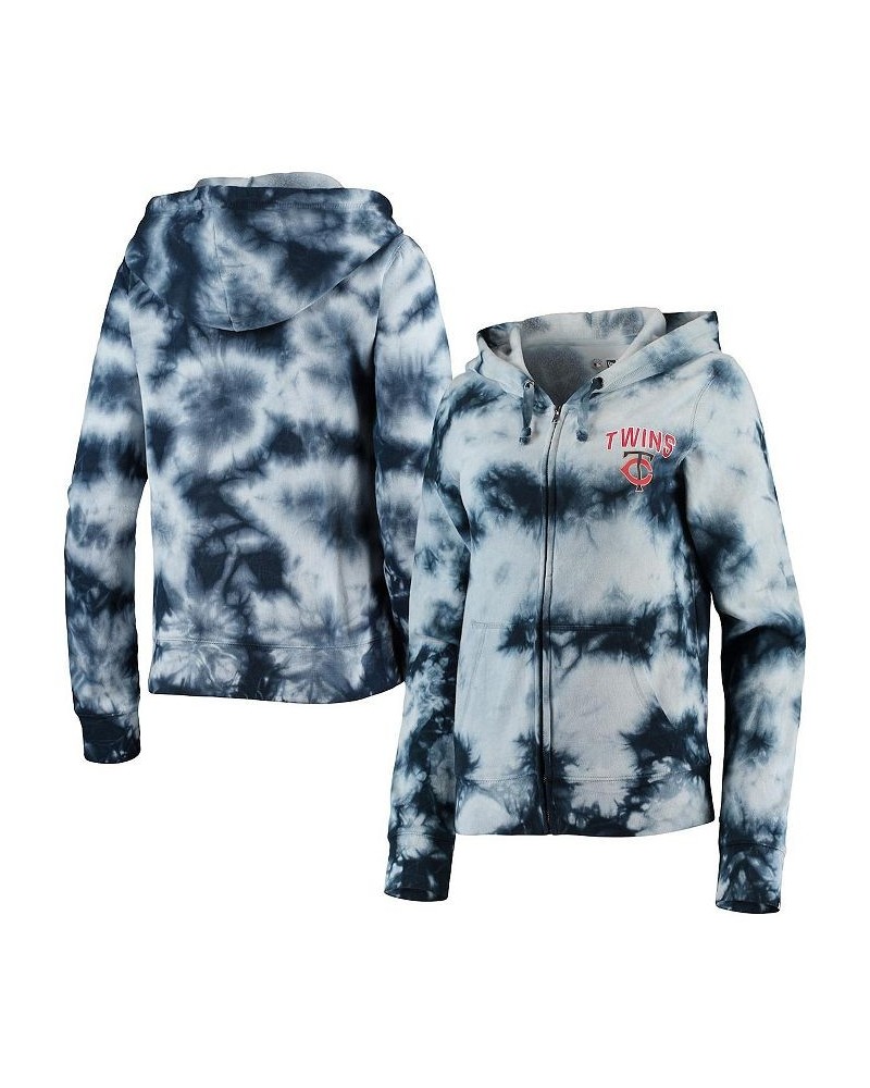 Women's Navy Minnesota Twins Tie-Dye Fleece Full-Zip Hoodie Navy $32.00 Sweatshirts