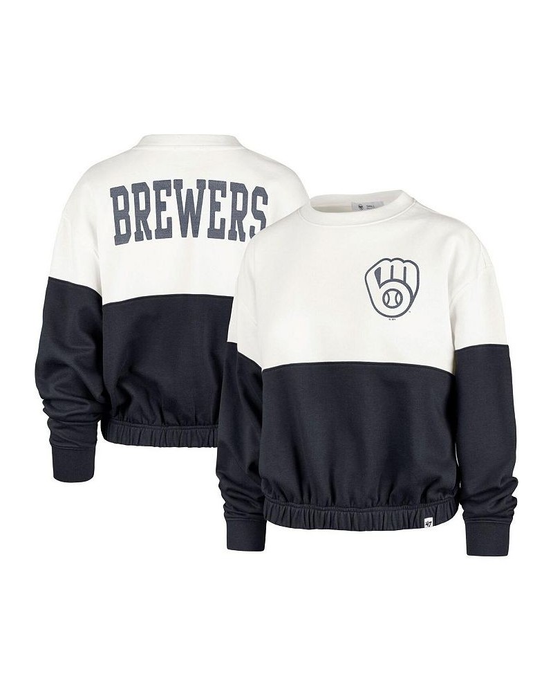 Women's White Navy Milwaukee Brewers Take Two Bonita Pullover Sweatshirt White, Navy $36.90 Sweatshirts