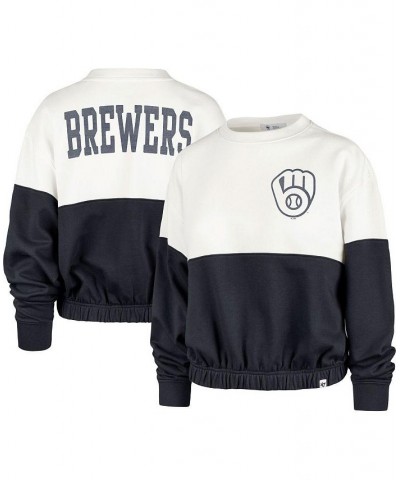 Women's White Navy Milwaukee Brewers Take Two Bonita Pullover Sweatshirt White, Navy $36.90 Sweatshirts