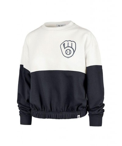 Women's White Navy Milwaukee Brewers Take Two Bonita Pullover Sweatshirt White, Navy $36.90 Sweatshirts