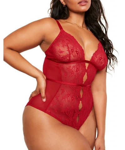 Rosie Women's Plus-Size Crotchless Bodysuit Lingerie Red $35.23 Lingerie